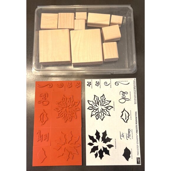 VTG Rare 1999 Stampin Up! Pretty Poinsettia stamp set Christmas - Picture 2 of 2